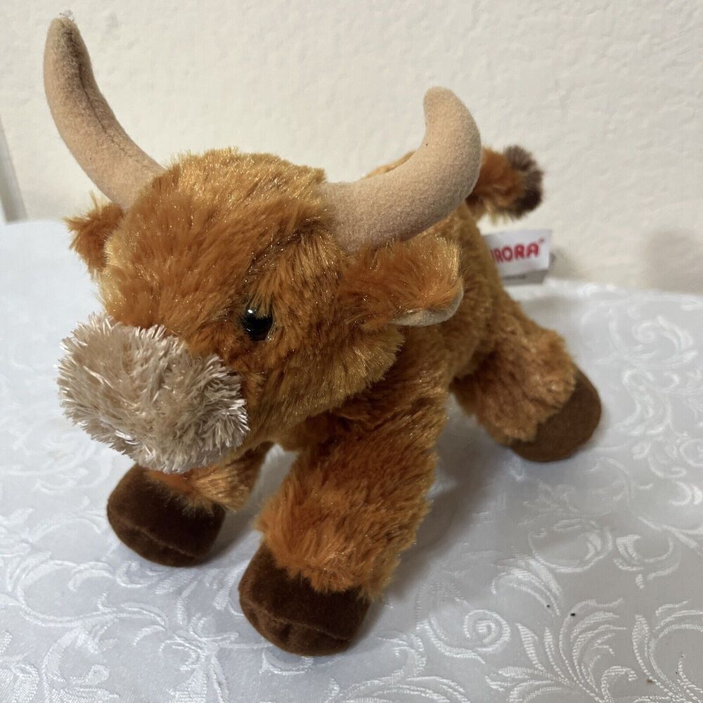Aurora Toro Bull Flopsie Plush 8”Stuffed Animal Toy Texas Longhorns